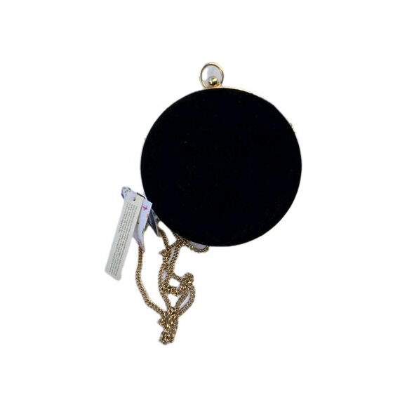 New Embroidered Letter S Round Velvet Clutch Beads Sequins Handmade Evening Bag - Picture 4 of 4